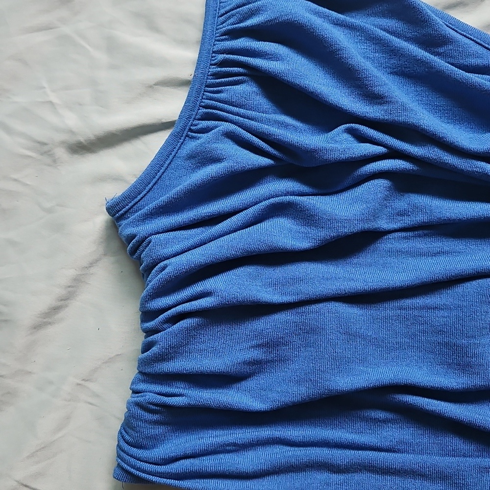 SHEIN Blue Asymmetrical Ruched Tank Top, Size M - Picture 3 of 5